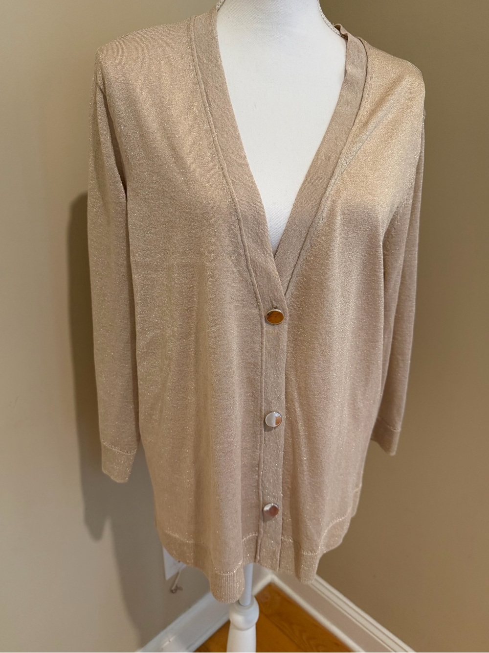 Fancy Gold Metallic Cardigan Anne Klein